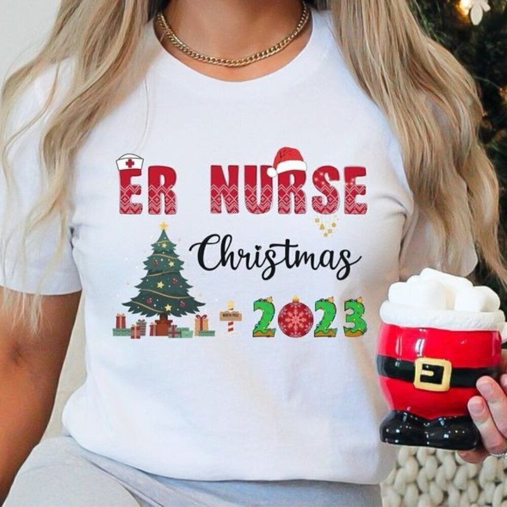 Special ER Nurse Christmas Graphic T-Shirt Emergency Room Medical Gift Apparel.